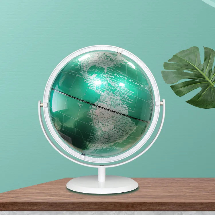 22.8cm (9") Artistic Green Metallic World Globe with Heavy-Duty Metal Base & Meridian detail view 2
